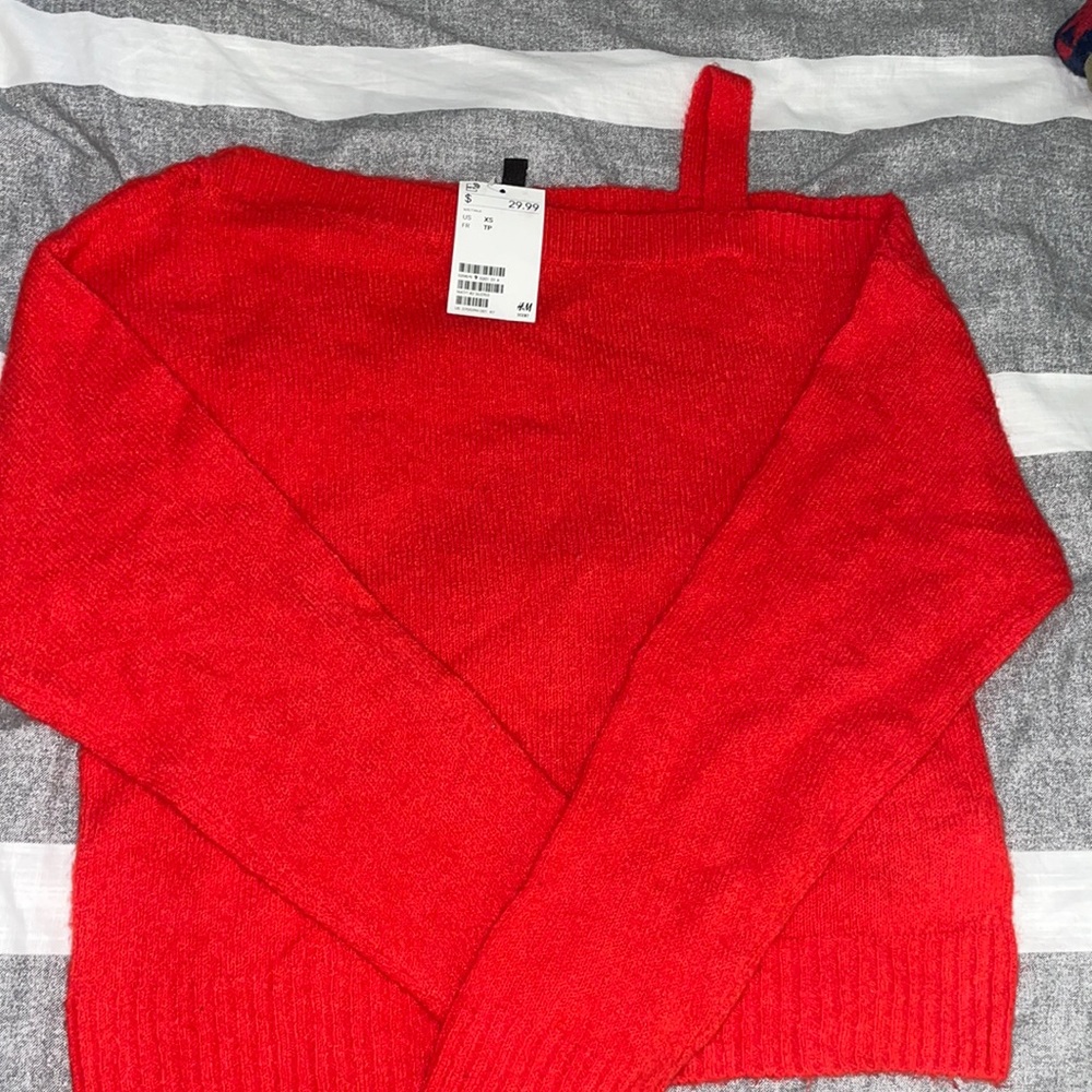 Orange off the shoulder sweater ( xs)